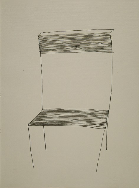 Drawing on paper with ink by Peter Colstee of a fine chair in lines
