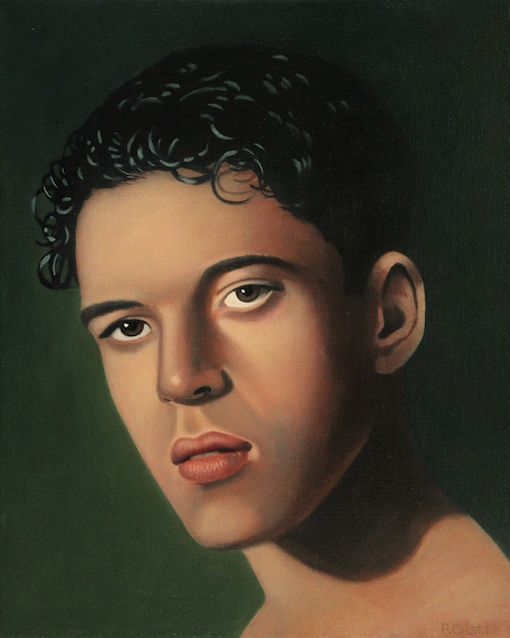 Oil painting by Peter Colstee of dark portrait of boy