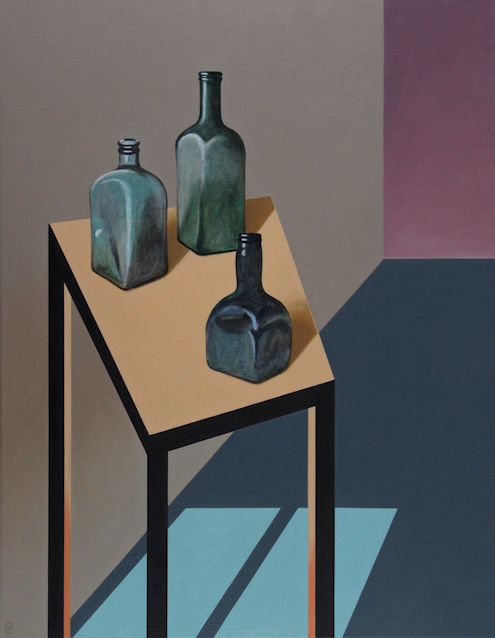 painting by Peter Colstee of still life with embroidery