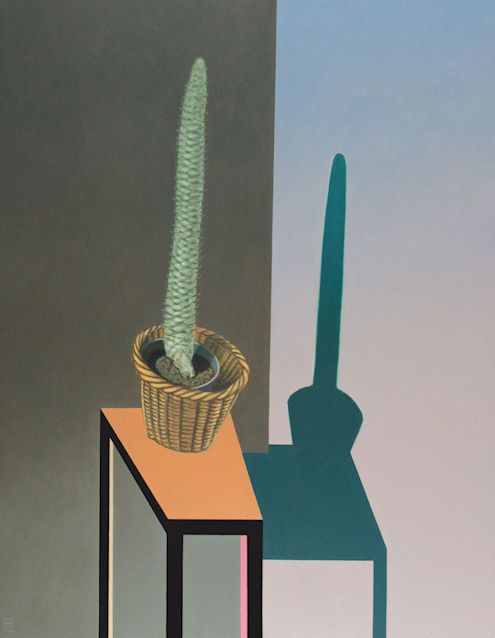 painting by Peter Colstee of still life with embroidery